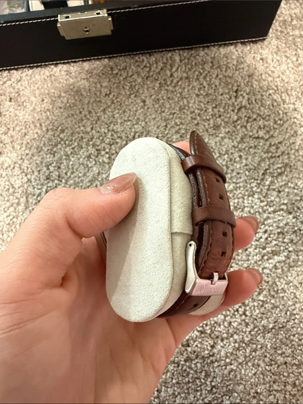 MVMT Silver Case Watch with White Dial and Brown Leather Strap